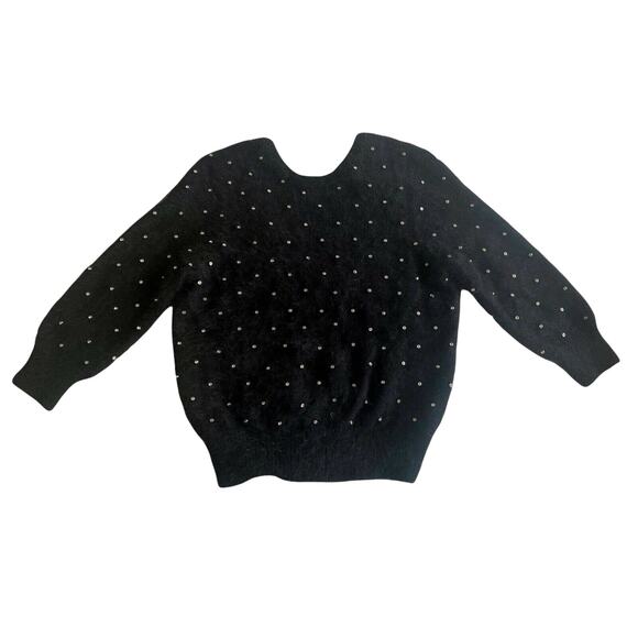 BA&SH Amby Sweater Rhinestones Angora Jumper Black Noir Pull US 4 Small NWT - Picture 5 of 11